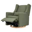 Babyletto Kiwi Glider Recliner Nursery Chair w/USB Ports - GREENGUARD Gold Certified - Water & Stain Resistant Glider Rocking Chair - Electronic, 270 Swivel, Olive Boucle w/Light Wood Base