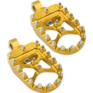 CNC Motorcycle Pegs - 360 Rotating, Wide, Compatible with Dyna Fatboy Sportster Iron 883 (Yellow)