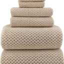 YTYC Towels, 39x78 Inch Oversized Bath Sheets for Adults Luxury Extra Large Bath Towels Sets of 6 Super Soft Shower Towels for Bathroom Microfiber 80% Polyester (Beige,6 Piece)