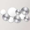 Hicarer 9 Pcs Silver Wall Decor Metal Home Decor Metal Wall Decorative Circle Plates Mirror Modern Round Accent Wall Art Sculpture Decor Hanging Decorations for Living Room Office Bedroom Kitchen