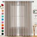 SpaceDresser Basic Rod Pocket Sheer Voile Window Curtain Panels Taupe 1 Pair 2 Panels 52 Width 72 Inch Long for Kitchen Bedroom Children Living Room YardTaupe, 52W x 72L