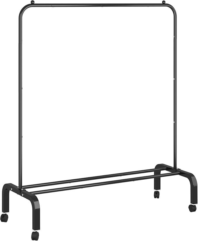 OTROUWORHT Rolling Clothes Rack Metal Clothing Rack with Wheels Garment Rack with Bottom Shelf for Hanging Clothes Shirts Jeans and Coats Black
