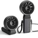 JISULIFE Handheld Fan Life7 – Ultimate Flexibility: High-Power Motor, LED Display, 19.5 Hrs Cooling, 5000mAh Rechargeable, 5-Speed, Foldable Design, 3-IN-1 Portable Fan for Travel Cruise Beach(Black)