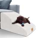 Topmart High Density Extended Foam Dog Ramp&Steps 2 Tiers,11.8" High,NonSlip Dog Stairs,Soft Foam Pet Ladder with Waterproof Cover,Best for Injured,Older Cats,Pets with Joint Pain