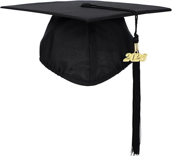 Unisex Adult Matte Graduation Cap with Tassel Year Charm Pack of 2