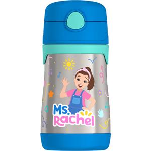 Thermos Baby 10 oz. Stainless Steel Bottle with pop-up straw, Ms. Rachel
