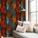 Abstract Face Art Peel and Stick Wallpaper, Modern Bold Portrait Pattern Wallpaper for Home Decor Renter Friendly | 17.7" x 118", Self-Adhesive, Waterproof Vinyl