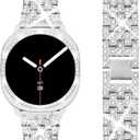 SUPOIX Band with Case Compatible for Samsung Galaxy Watch 8/7/6 40mm 44mm, 20mm Women Bling Replacement Strap & PC Protective Bumper Face Cover for Galaxy Watch 8/7/6 (Size Optional) (Silver)