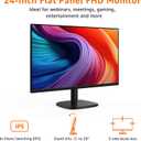 Amazon Basics 24 Inch (23.8 inch viewable) Monitor, Full HD 1080P, Max 100Hz, VESA Mountable, Built-in Speakers, Plug and Play, for Home and Office, Black