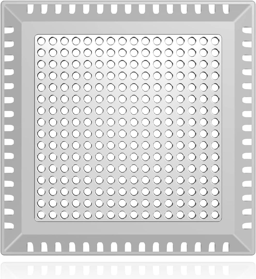 Drain Hair Catcher,Shower Drain Cover Hair Catcher Shower Drain Strainer for Bathroom Floor,Square Shower Hair Drain Catcher to Keep Away from Clogged Drain-No Rust! (4 inch, Gray)