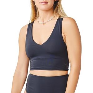 Carve Designs Tofino Longline Bikini Top for Women - V-Neck, Recycled Fabric, Swim Tank Top with Removable Chest Pads Black, S