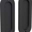 Finger Pulls for Closet - 4.75" Oval Sliding Door Pulls - Flush Pulls for Pocket Door - Matte Black - Set of 2