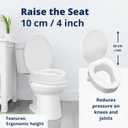Raised Toilet Seat with Lid 4Inch Toilet Riser Easy ToolFree Installation Fits Standard & Elongated Toilets Senior, Disabled & Pregnant Support Secure Lock, Durable Plastic