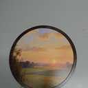 IORAFOUDUO Vintage Sunset Landscape Framed Round Wall Art Decor | Cottagecore Wall Decor for Bathroom Bedroom, Farmhouse Sunset Landscape Art for Living Room Office, 10x10 Inch