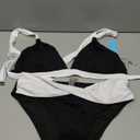 Yonique Women Two Piece Bathing Suits Push Up Bikini Set Halter Swimsuit Vintage Swimwear Black and White L