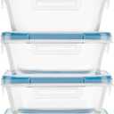 Snapware Glass Total Solutions (5-Pack, 4 Cup) Food Storage Containers Set, Airtight & Leakproof Plastic Locking BPA-Free Lids, Freezer Dishwasher Microwave Safe
