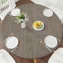 Smiry Round Picnic Tablecloth, Waterproof Elastic Fitted Table Covers for 45" - 56" Tables, Wipeable Flannel Backed Vinyl Tablecloths for Camping, Indoor, Outdoor, Taupe, For Up to 45"-56" Round