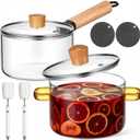 Baderke Christmas Simmer Pot Gift for Cooking Festive Saucepan Pots, Simmer Pot with Lid and Wooden Handle, 2 Brushes and 2 Silicone Mats for Xmas Gift and Cooking Food(Simple)