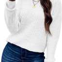 Oversized Sweaters for Women Loose Long Sleeve Crewneck Lightweight Knit Pullover Sweater Tops Trendy Fall Outfits White XX-Large (White, XXL)