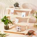 NBEADS 4-Tier Wooden Display Stand Riser, 12-Slot Earring Ring Holder Detachable Unfinished Wood Retail Jewelry Card Display Stand with Groove for Crafts Jewelry Storage Display, 15x15.7x12.6