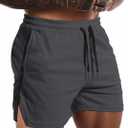 Aolesy Mens Workout Shorts with Zip Pocket 5" Lightweight Gym Running Shorts Linerless Bodybuilding Athletic Shorts (Gray, S)