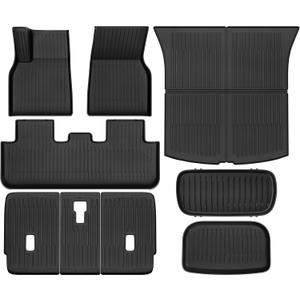 YITAMOTOR Floor Mats Fit for Tesla New Model Y Juniper 2025 5-Seater (NOT for 7-Seat), 9PCS TPE All-Weather Car Mats Full Set Interior Accessories with 1st & 2nd Row, Back Seat Mats and Cargo Liner