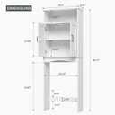 Over The Toilet Storage Cabinet, Over Toilet Storage Bathroom Organizer with Inner Adjustable Shelf and Top Open Storage Above The Toilet Storage Cabinet Behind Toilet Bathroom Cabinet, White, 68"H x 25.2"W x 8.25"D