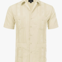 Allsense Men's Short-Sleeve Button-Down Cuban Guayabera Shirt 4XL IVORY