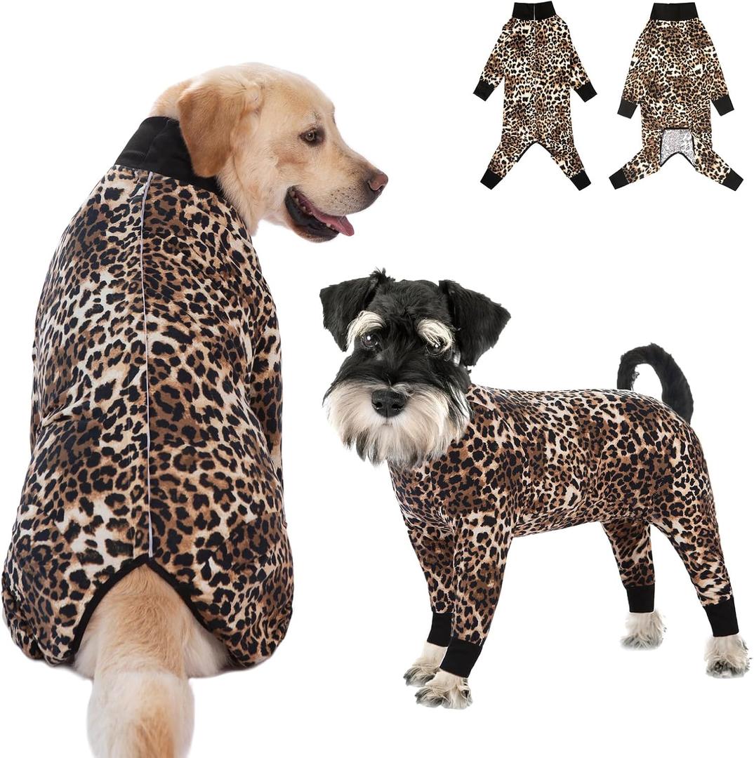 Recovery Suit for Large Medium Dogs After Surgery, Soft Breathable Anti Licking Dog Onesie E-Collar & Cone Alternative, Pet Bodysuit for Preventing Hair Loss Full Cover Wound(XL, Leopard Print) (XL(Chest 23.62-25.60 in))