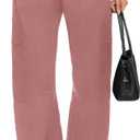 Lepunuo Barrel Cargo Pants for Women Trendy High Waisted Cropped Cargo Pocket Baggy Stretch Wide Leg Tapered Jeans Pink, L
