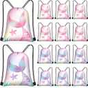 Censen 24 Pcs Mermaid Party Favor Drawstring Bag Bulk 12 x 10 Inch Mermaids Theme Party Favor Bags Waterproof Pack for Kids Gift Birthday Party, as pictures shown