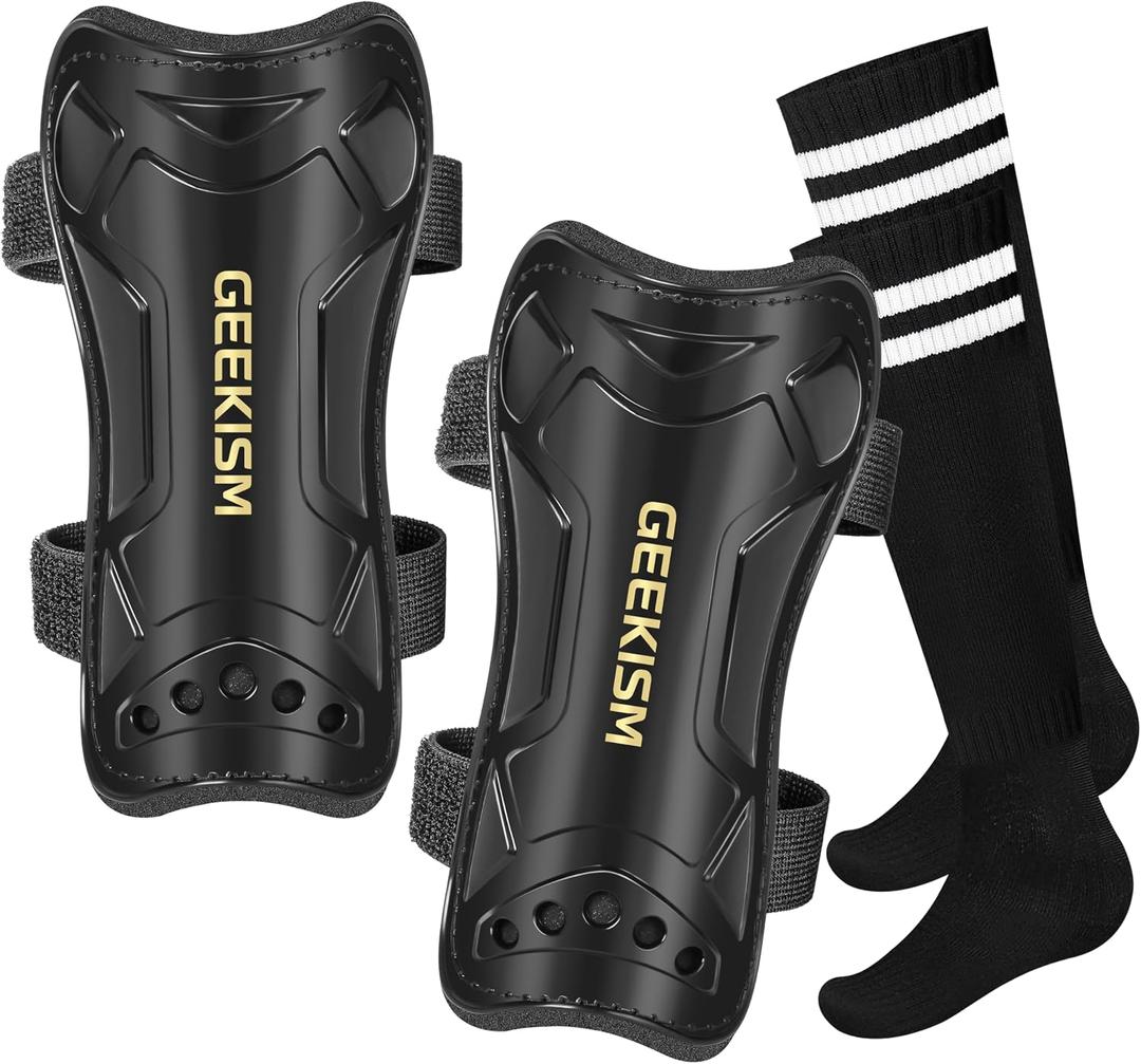 Soccer Shin Guards for Youth Kids Toddler, Protective Soccer Shin Pads & Sleeves Equipment - Football Gear for 3 5 4-6 7-9 10-12 Years Old Children Teens Boys Girls, S 3'3 - 3'10 Tall