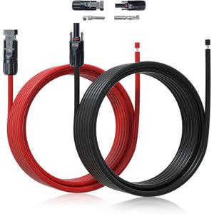 ECO-WORTHY 20FT 10AWG Solar Extension Cable 30A/1000V DC, IP67 Waterproof with Compatible Quick Connectors (Red+Black) for Solar Panels, Controllers, Off-Grid Systems ECO-WORTHY 20FT 10AWG Solar Extension Cable 30A/1000V DC, IP67 Waterproof with Compatible Quick Connectors (Red+Black) for Solar Panels, Controllers, Off-Grid Systems