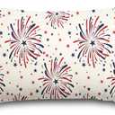 Patriotic Rectangle Pillow Covers American Firework Throw Pillow Case 12 x 20 Inch 4th of July Cushion Cover for Independence Day Memorial Day Home Couch Sofa Decoration Supplies