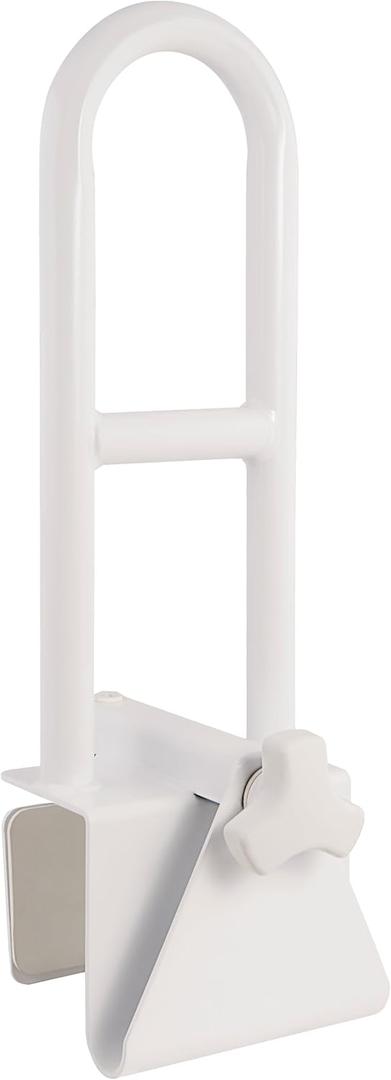 Vaunn Medical Adjustable Bathtub Safety Rail Shower Grab Bar Handle, Stainless Steel, White