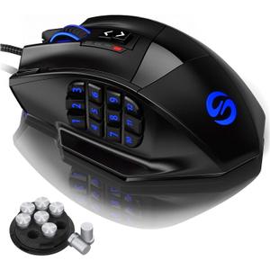 UtechSmart Venus Gaming Mouse RGB Wired, 16400 DPI High Precision Laser Programmable MMO Computer Gaming Mice [IGN's Recommendation] (Black)
