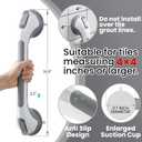 TAILI Grab Bars for Bathtubs and Showers 2 Pack Suction Grab Bar, Heavy Duty Shower Handle Removable Bath Handrails for Seniors and Elderly, Bathroom Safety Grip No Drilling Waterproof,Grey