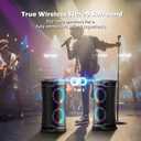 Large Party Bluetooth Speaker, 260W Peak Powerful Loud Sound with Deep Bass, 15Hr Playtime, Fast Charge, RGB Cool Light Show, TWS, Portable for Outdoor Beach, Camping, Backyard, Work, Home (Black)