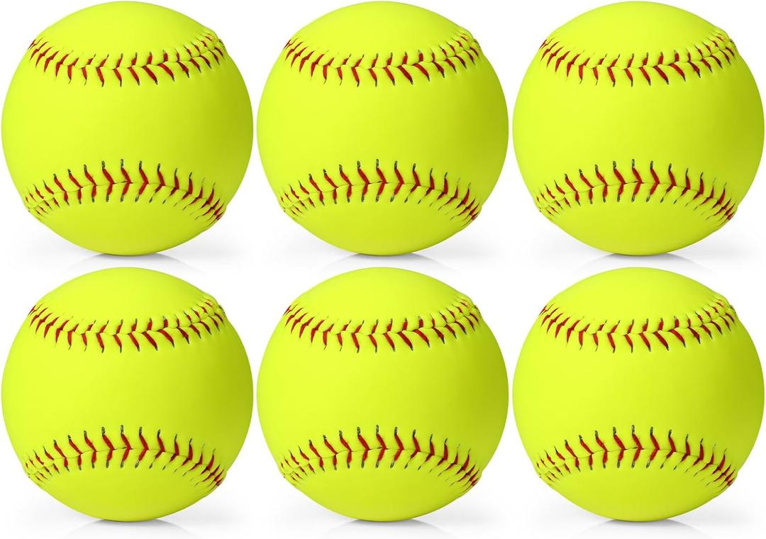 Lewtemi 12" Yellow Sports Practice Softballs, Official Size and Weight Slowpitch Softball, Unmarked Leather Covered Youth Fastpitch Softball Ball for Games, Practice and Training