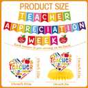 Teacher Appreciation Banner Decorations - 15 Pcs Thank You Teachers Week Party Garland Hanging Swirls Honeycomb Centerpieces Backdrop Photo Booth Props Decor Supplies for Classroom School