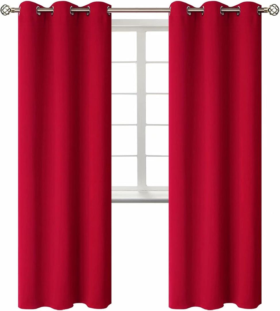 BGment Room Darkening Curtains 72 Inches Long - Grommet Thermal Insulated Drapes Window Treatment Curtains for Bedroom, 2 Panels, 42 x 72 Inch, Red