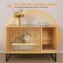 Halitaa Litter Box Enclosure, Modern Cat Litter Box Enclosure Furniture Hidden Litter Box with Scratch Pad, Cat Washroom House End Table, Entryway Bench for Livingroom (Natural)