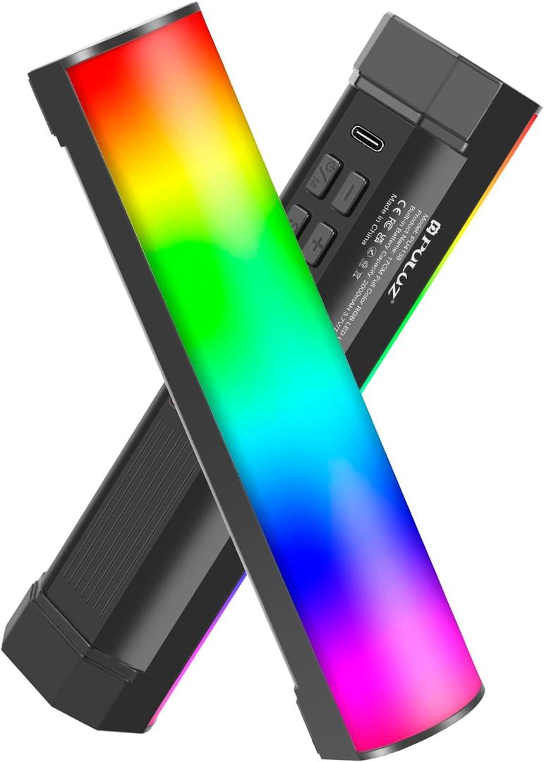 PULUZ Magnetic Handheld Light Wand, Full Color RGB Light Stick, LED Fill Light with 2000mAh Rechargeable Battery, 2500-9000K Dimmable Camera Tube Light for Studio Photography TikTok YouTube Vlog, 17cm (6.7 inches)
