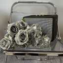 Nubry Artificial Silk Rose Flower Bouquet Lifelike Fake Rose for Wedding Home Party Decoration Event Gift 10pcs (Silver)