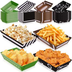 50 Pack Football Party Decorations Paper Food Trays - Movie Night Supplies Serving Plates for Super Football Bowl Birthday Disposable Decor - Style 3