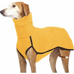 Esobo Fleece Dog Apparel Winter Warm Dog Coat Doggie Turtleneck Cozy Jacket Soft Shirt Vest Stylish Pet Outfits for Small Medium Large Dogs (Yellow)