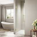 Frameless Hinged Shower Door, Single Swing Shower Panel with 5/16” (8mm) Tempered Glass, 180° in & Out Opening, 10mm Adjustable for Non-Vertical Walls (Brushed Gold, 30" x 72")
