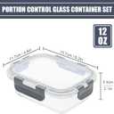 6pack 12oz Small Glass Meal Prep Containers, Glass Food Storage Containers with Snap Leak Proof Lids, Microwave, Freezer and Dishwasher Safe (Grey, 12oz)