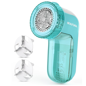 BEAUTURAL Fabric Shaver and Lint Remover, Sweater Defuzzer with 2Speeds, 2 Replaceable Stainless Steel Blades, Battery Operated, Remove Clothes Fuzz, Lint Balls, Pills, Bobbles