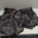 Ekouaer Silk Satin Pajamas Set Women Short Sleeve Sleepwear Soft Button Down Loungewear Pjs Set (X-Large, Black Pink)